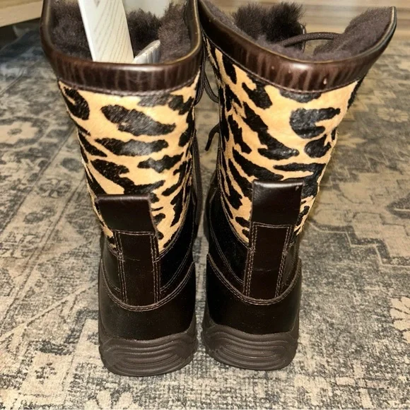 UGG Women's Dark Brown and Leopard Print Winter Boots - Picture 4 of 11